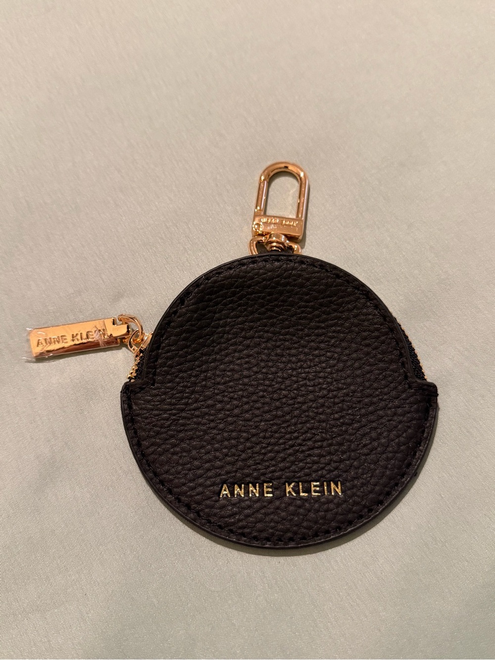 Anne Klein Black Wallet Charm with Gold-Tone Hardware